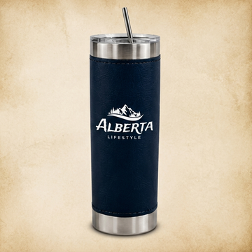 20oz Travel Tumbler || Leather Wrapped Skinny Stainless Steel